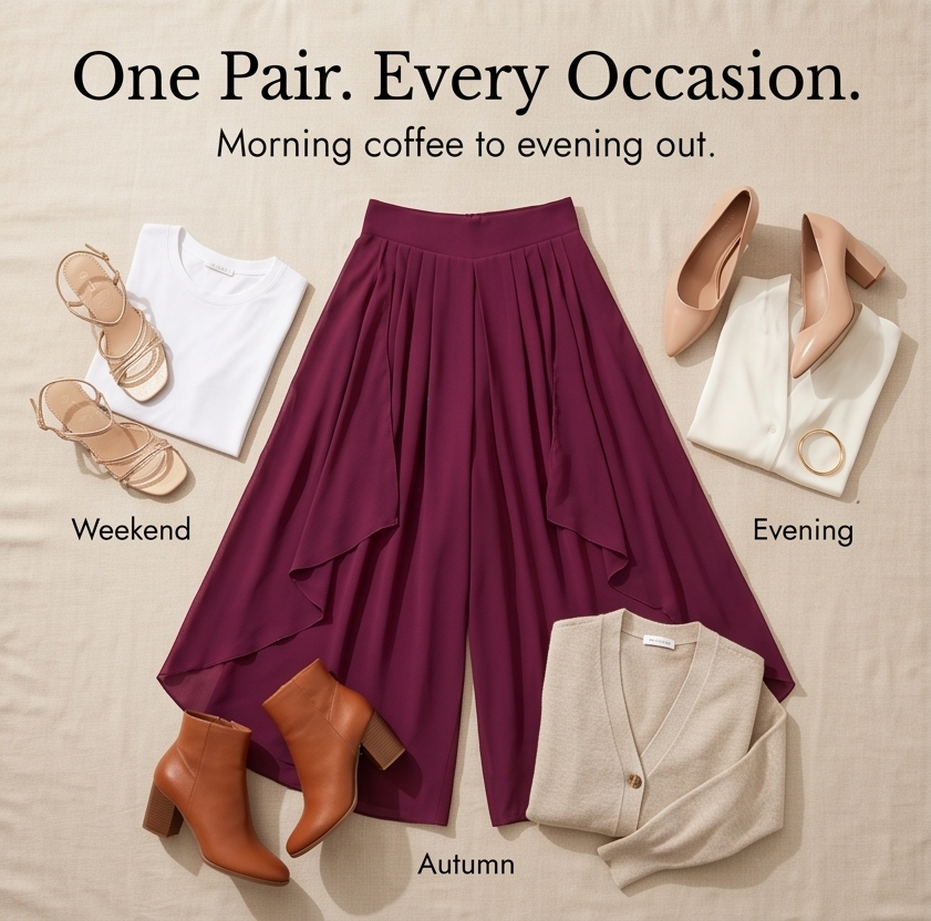 Sevella™ – High-Waist Culottes with Skirt Drape