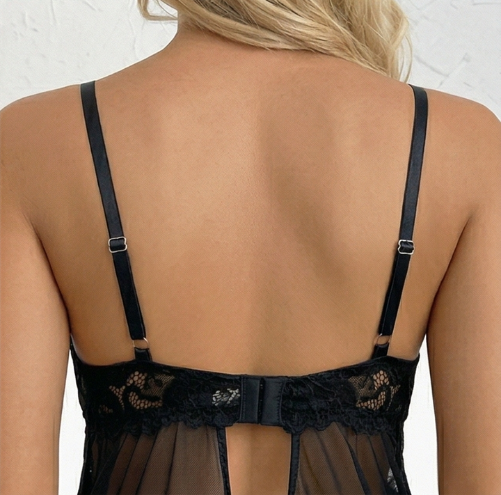 Lunaire™ – Floral Lace Babydoll Nightgown