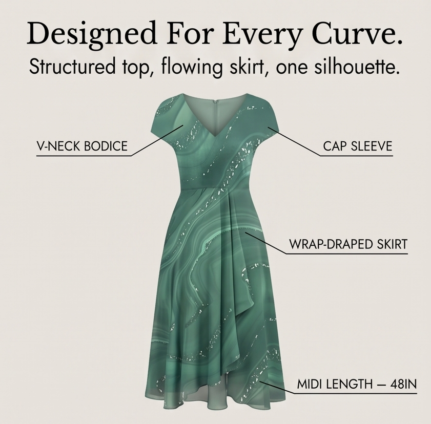 Osyla™ - Flowing Marbled Midi Dress for Special Occasions