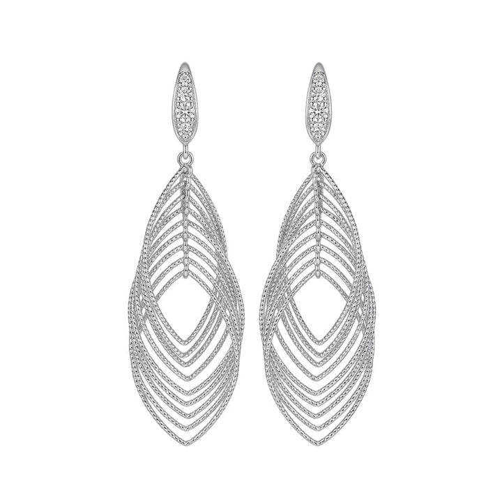 Lumivra™ – Cascading Silver Leaf Earrings