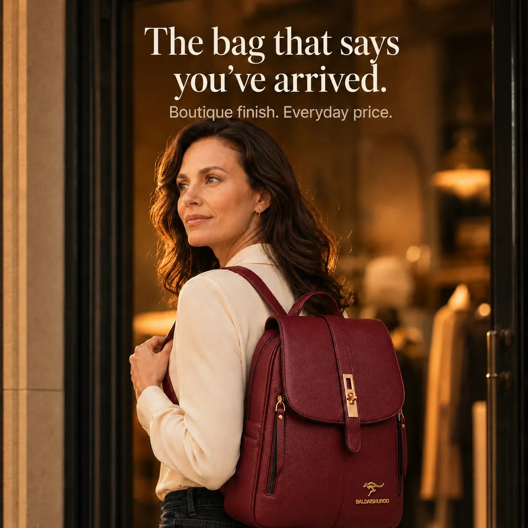 Marabella – Backpack with Twist-Lock Flap and Rose-Gold Hardware