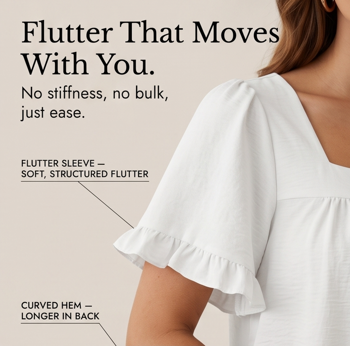 Florelle™ – Square Neck Flutter Sleeve Blouse