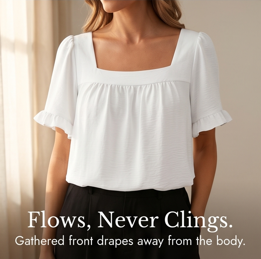 Florelle™ – Square Neck Flutter Sleeve Blouse