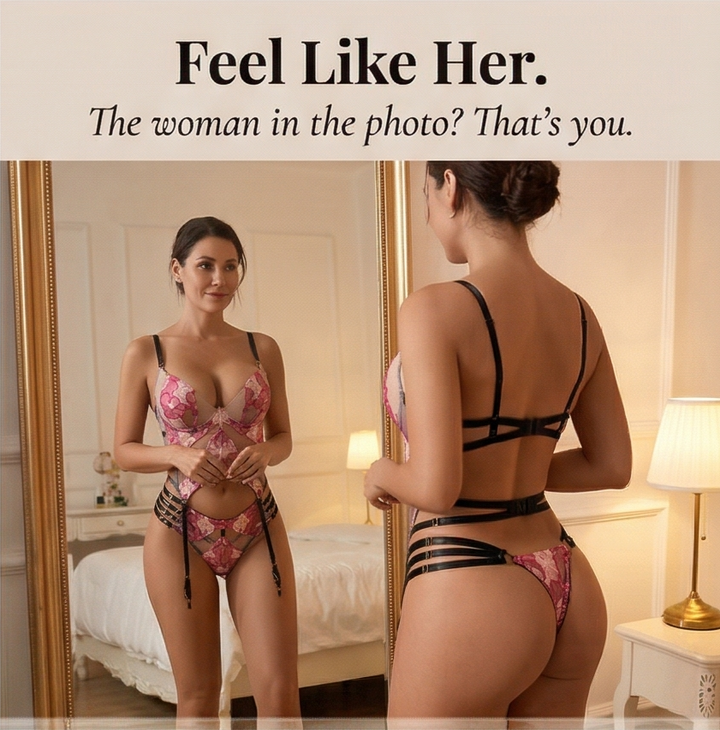 Florenza™ – Embroidered Floral Lingerie and Garter Set