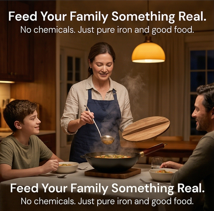 Forgehome™ – Deep Belly Cast Iron Wok with Lid