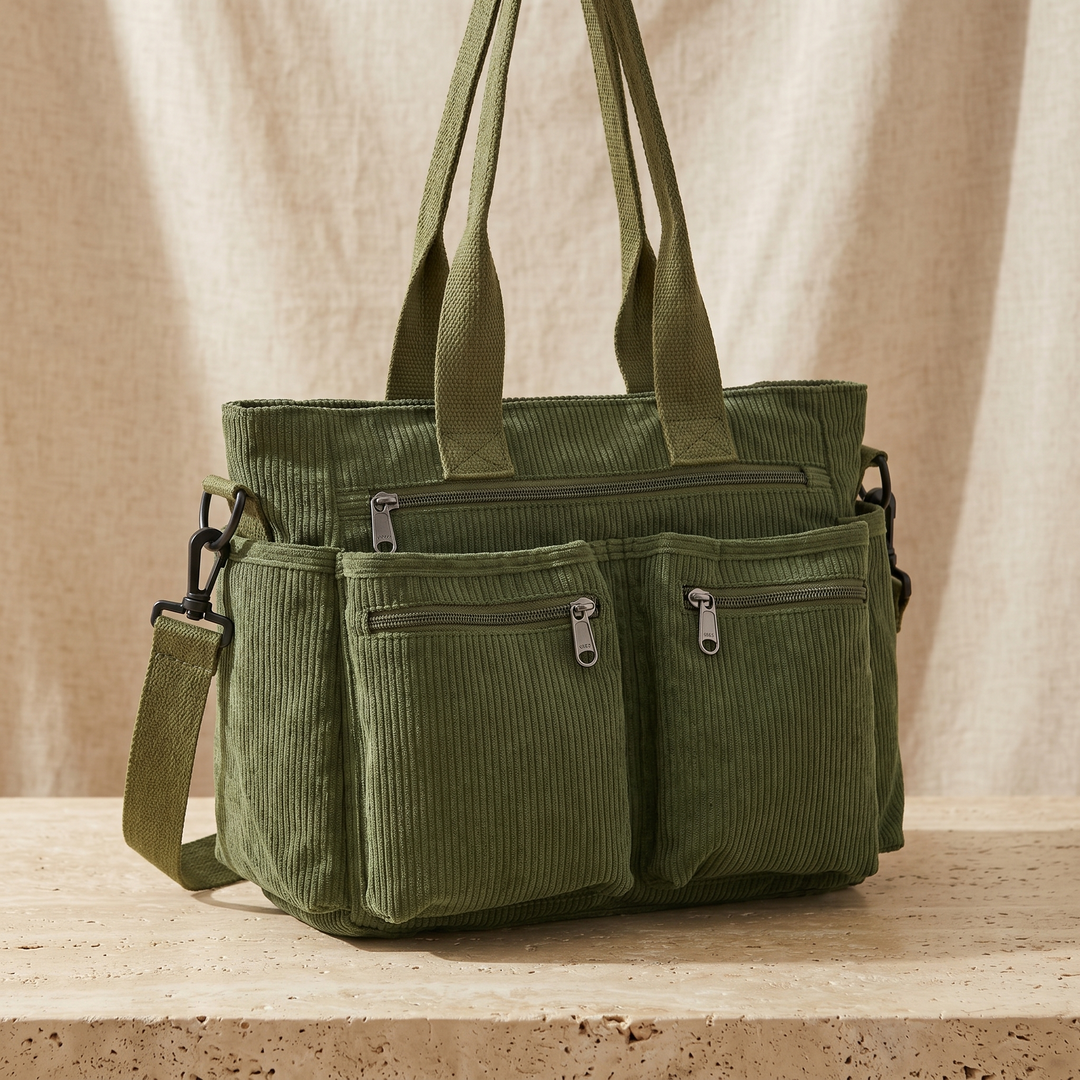 Lunavia™ - Corduroy Utility Tote with 6 Pockets