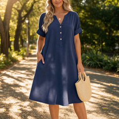 Sunhara - Women's Breezy V-Neck Boho Sundress with Pockets