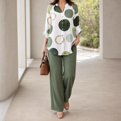 Monica - Women's Elegant 2-Piece Wide-Leg Trouser Set