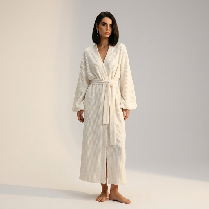 Velunna™ Full-Length Semi-Velvet Wrap Robe