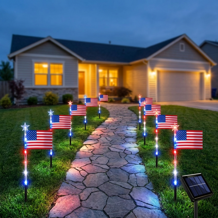 Glorimora™ – Solar American Flag Pathway Lights