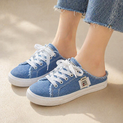 Vellora™ – Frayed Denim Slip-On Sneakers