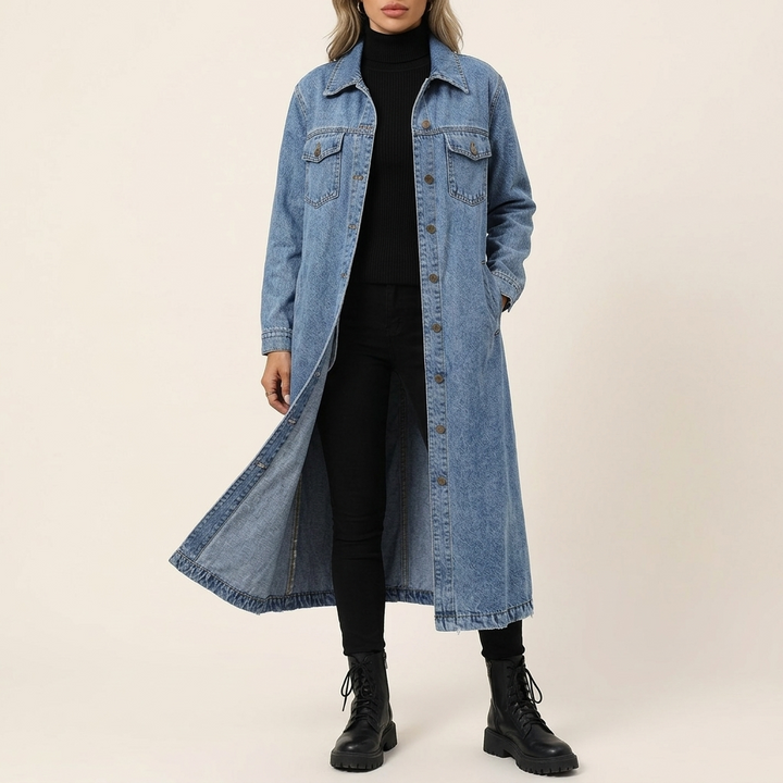 Denara™ – Longline Oversized Denim Coat