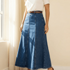 Levara™ – Flattering High Waist Denim Maxi Skirt