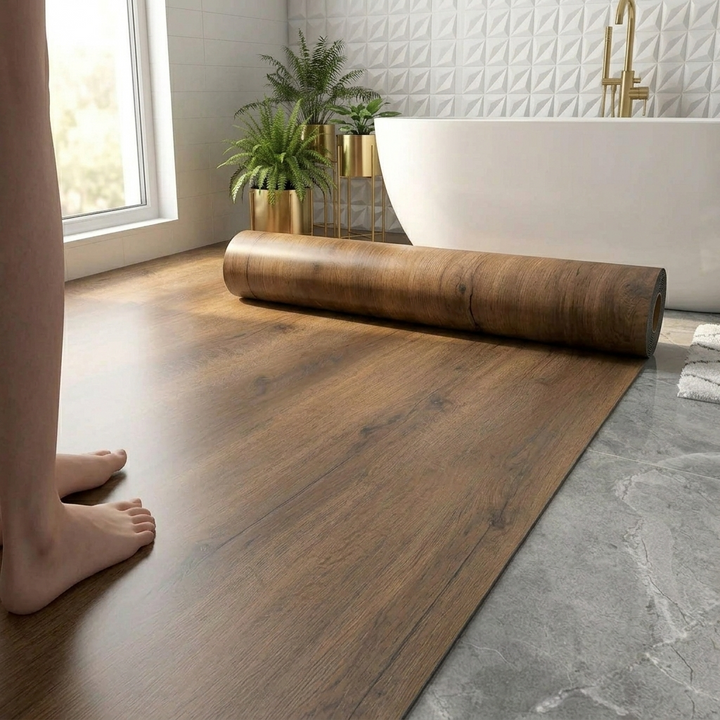 Plankly™ – Waterproof Wood-Grain Floor Roll