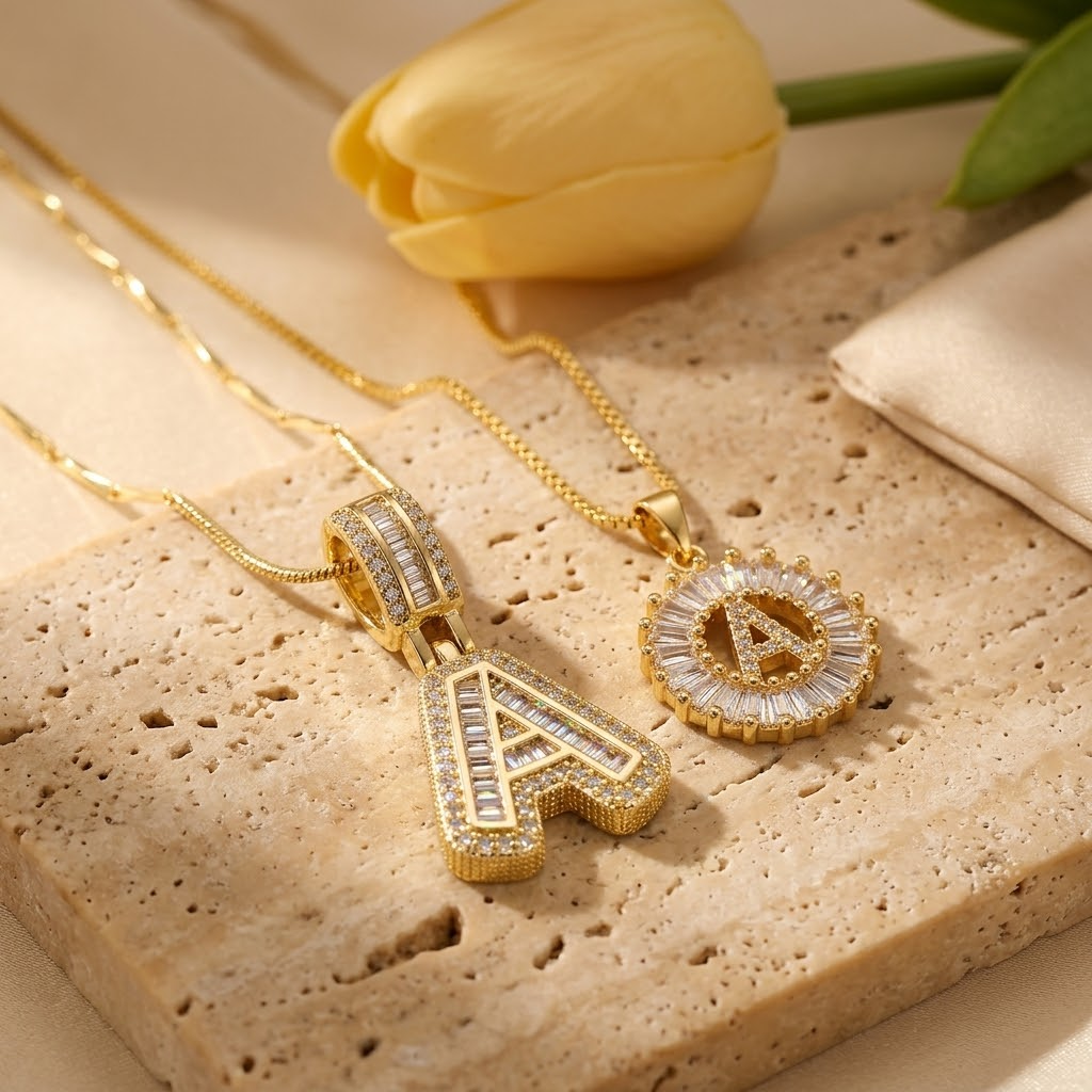 Luneria™ - Two-Piece Initial Pendant Necklace Set