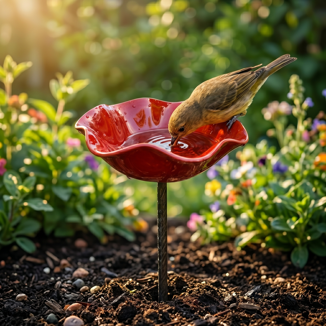 Petalune™ – Handcrafted Flower Bird Bath Garden Stake