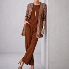Trielle - Women's Elegant 3-Piece Floral Pantsuit Set
