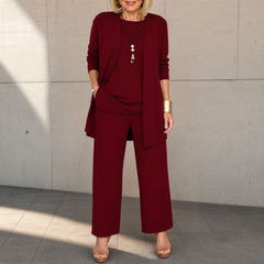 Maevelle™ Elegant 3-Piece Set with Drape Cardigan