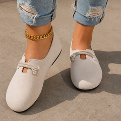 Sollea™ – Soft Suede Slip-On Flats with Rope Bow