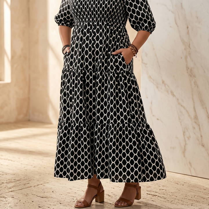 Curvella™ – Boho Maxi Dress with Pockets