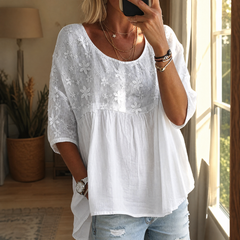 Floralé - Women's Embroidered Floral Peplum Blouse