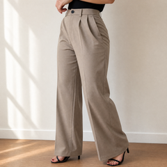 Velora - Women's High-Waist Wide-Leg Trousers with Pockets