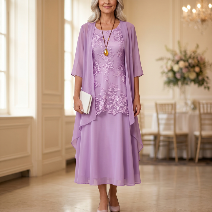 Florenza™ – Elegant Lace and Chiffon Dress Set