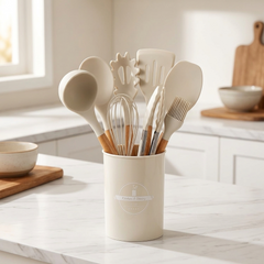 Culinara™ – 12 Piece Silicone Kitchen Set with Wooden Handles