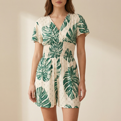 Soleia™ – Tropical Wrap Romper With Pockets
