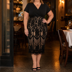 Lunavia™ – Black Lace Midi Dress for Curves
