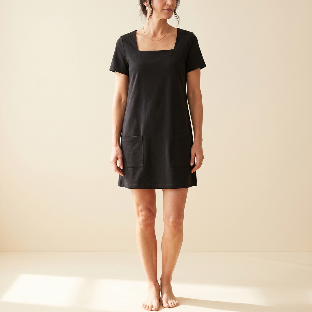 Soliva™ - Soft Square-Neck Pocket Dress