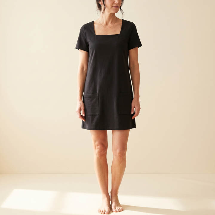 Soliva™ - Soft Square-Neck Pocket Dress