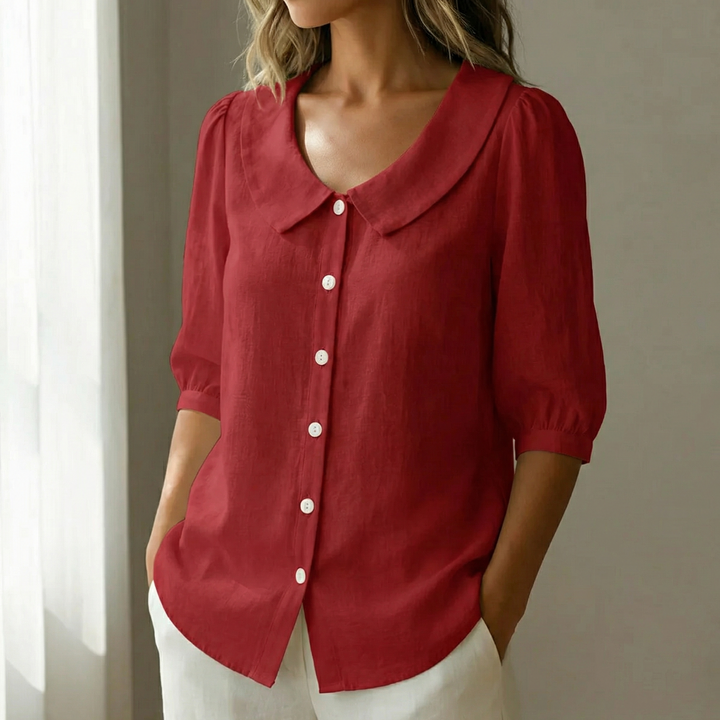 Collaré™ – Retro Peter Pan Collar Button Up Blouse