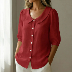 Collaré™ – Retro Peter Pan Collar Button Up Blouse