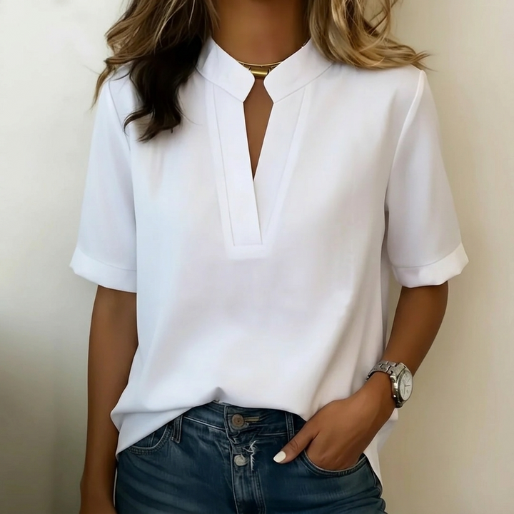 Lunavia™ – Notch V-Neck Blouse for Effortless Style