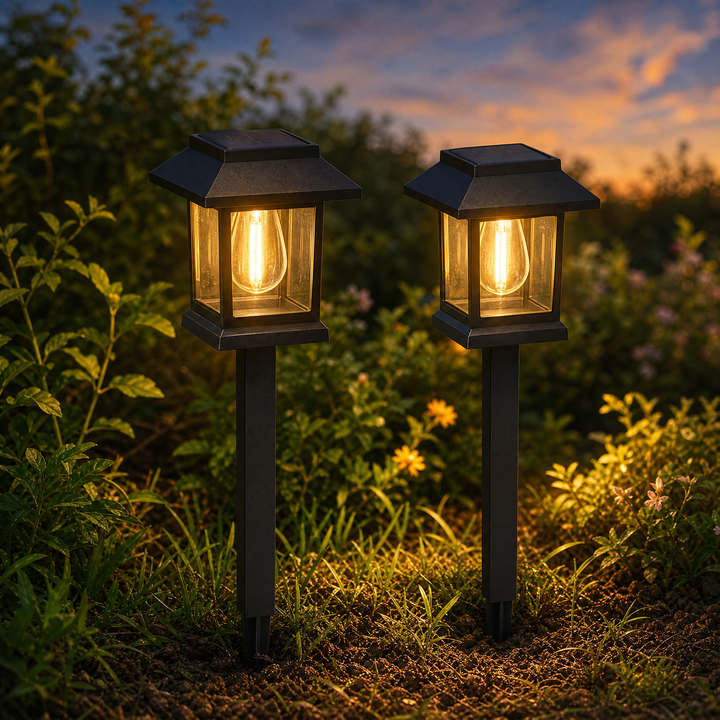 Lumeria™ – Vintage Solar Pathway Lanterns (2-pack)