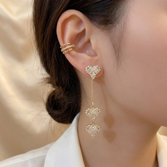 Lunavia™ Triple Heart Drop Earrings with Matching Ear Cuff