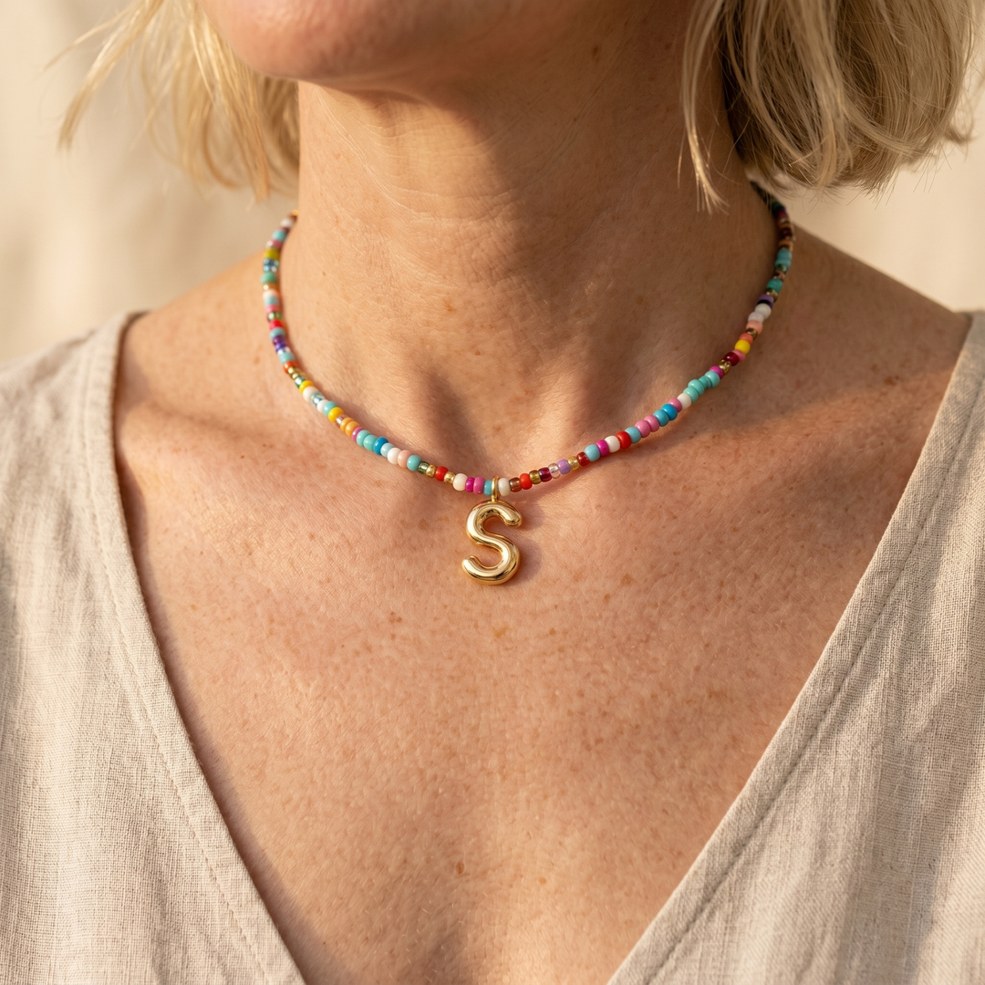 Liora™ Colorful Beaded Initial Necklace