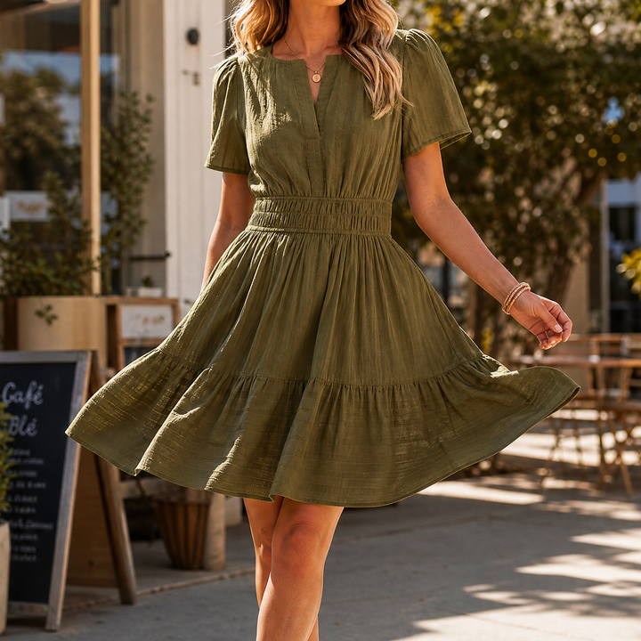 Solenna™ Smocked Waist Tiered Mini Dress