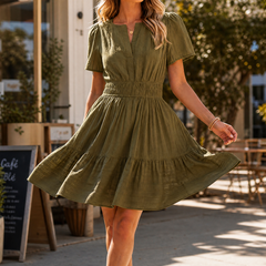 Solenna™ Smocked Waist Tiered Mini Dress