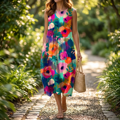 Florenza™ – Painterly Floral Midi Dress