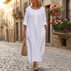 Lunavia™ – Flowy Linen-Style Maxi for Everyday Elegance