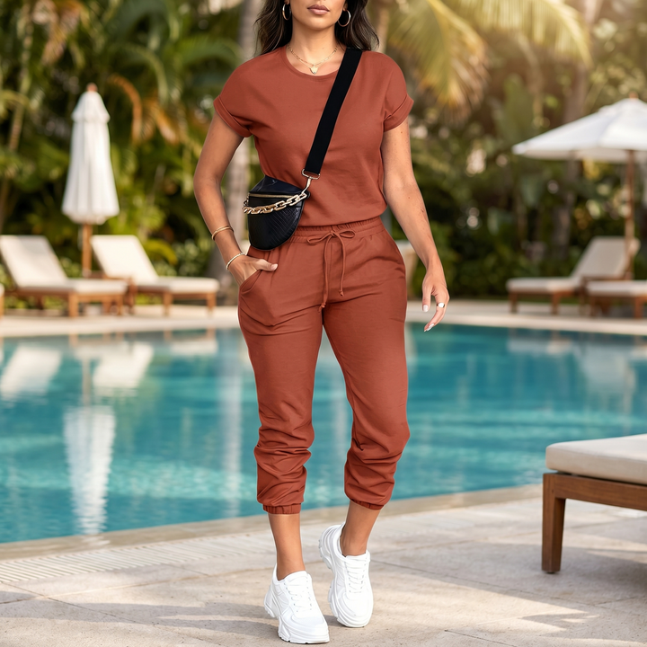 Lunavia™ – Matching Tee & Jogger Set with Pockets