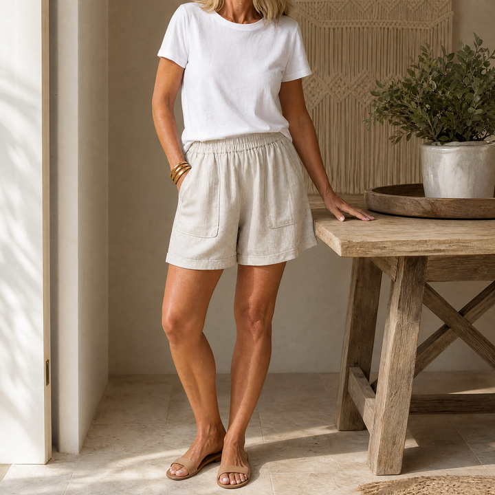 Linora - Women's Loose Linen Shorts with Deep Pockets