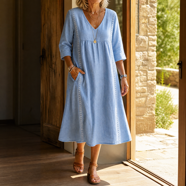 Virella™ – Relaxed Midi Dress with Pockets