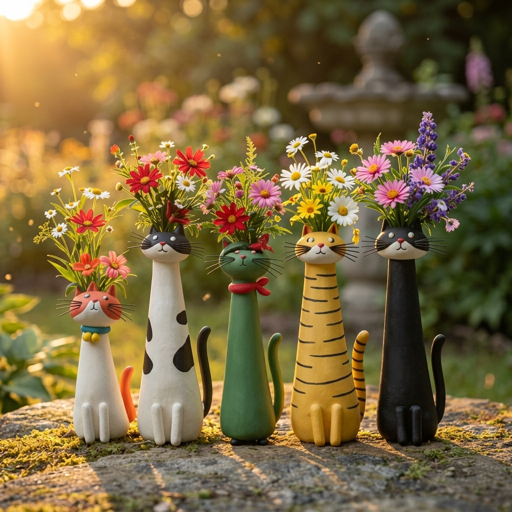 Felina™ – Handmade Ceramic Cat Flower Vase