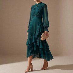Keyfa™ – Pleated Ruffle Midi Dress