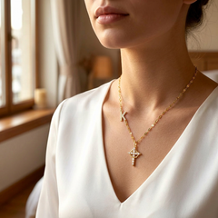 Aurela™ – Sparkling Initial Cross Necklace
