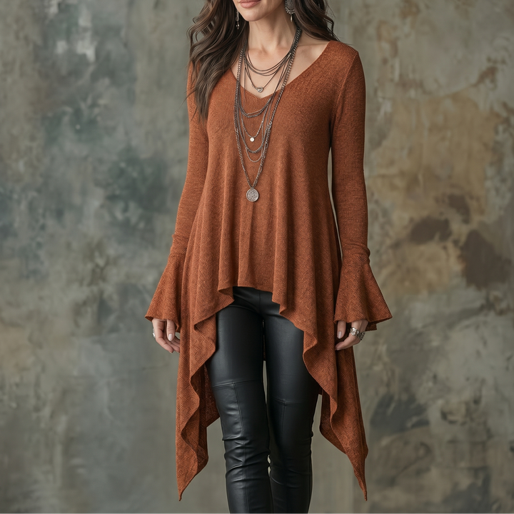 Lirelle™ — Flowy Handkerchief-Hem Knit Tunic