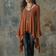 Lirelle™ — Flowy Handkerchief-Hem Knit Tunic